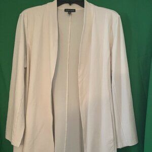 Eileen Fisher Polished Cotton Nylon Grain Coat/Topper Jacket Sz L, In Bone